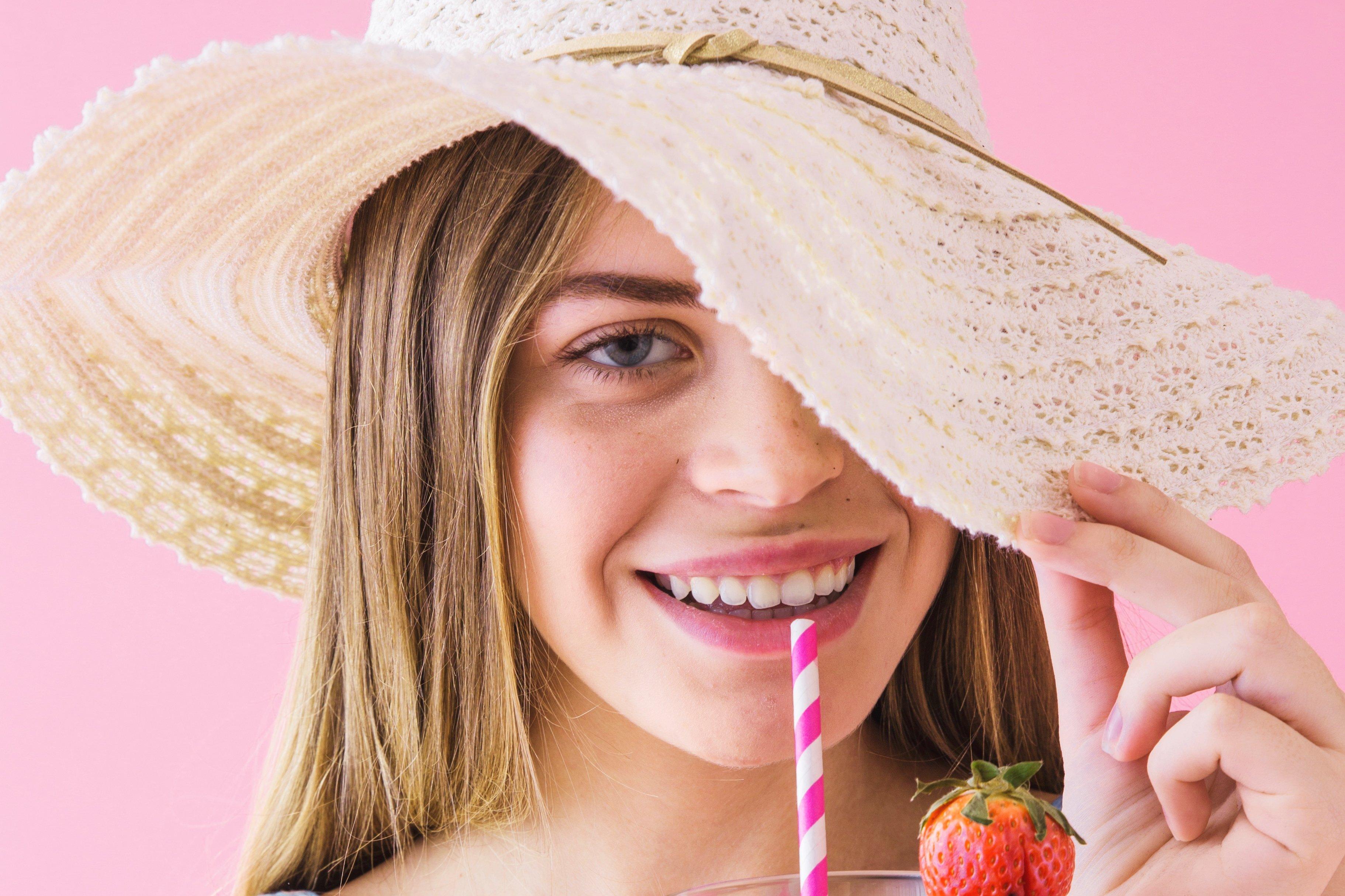 A girl wearing a hat
