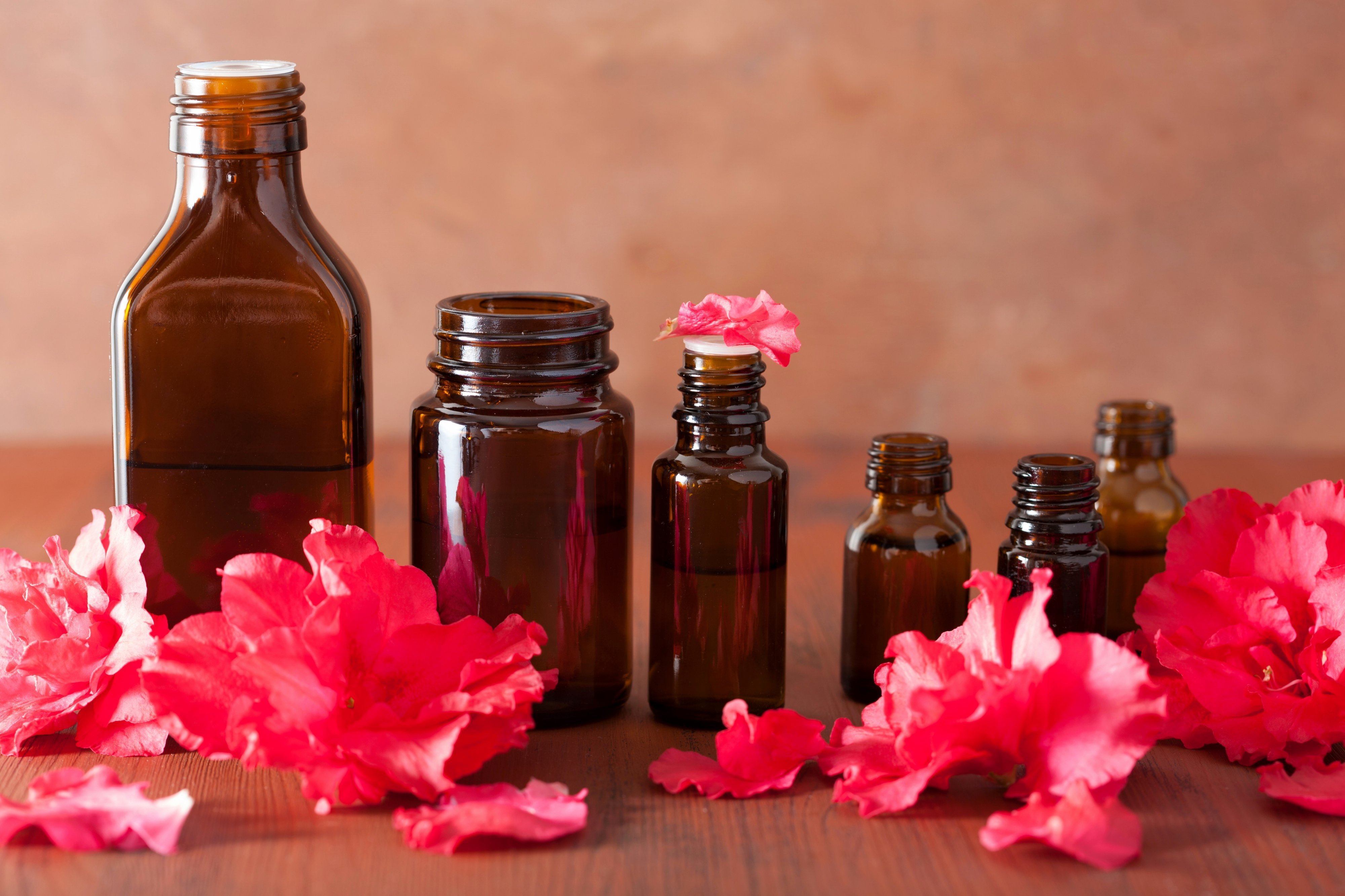 Essential oils in different containers