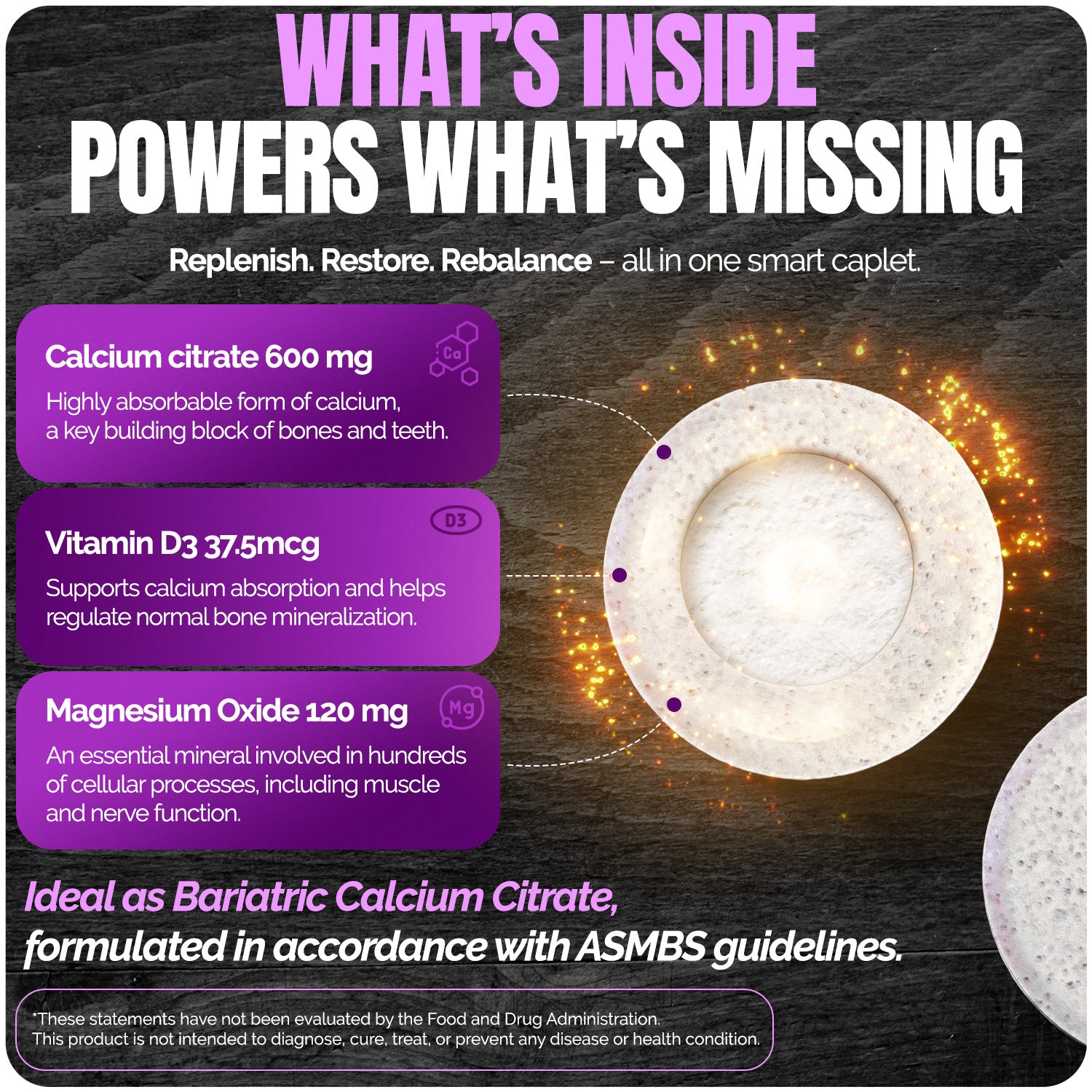 Calcium Citrate 600mg with Vitamin D3 & Magnesium - Fast Melting Cherry Flavored 120 tablets Bariatric Friendly