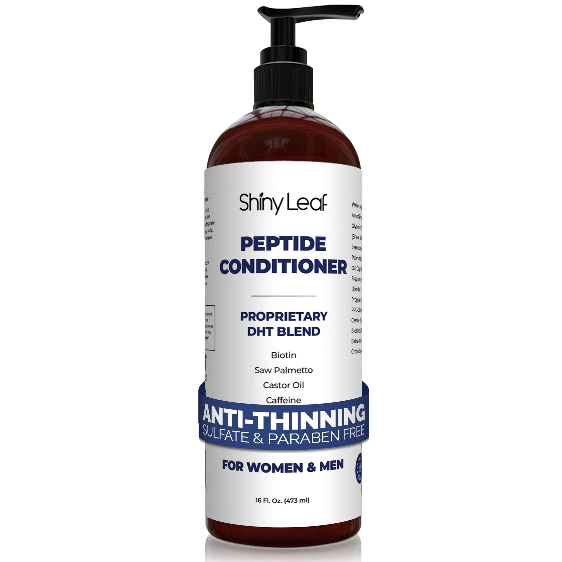 Peptide Conditioner for Thinning Hair – Saw Palmetto, Biotin & Shea Butter | Shiny Leaf 16 oz