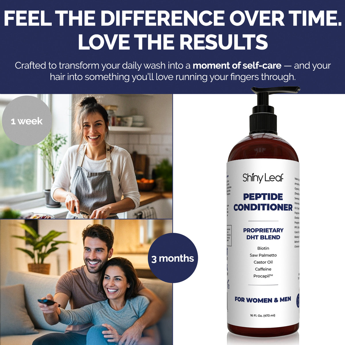 Peptide Conditioner for Thinning Hair – Saw Palmetto, Biotin & Shea Butter | Shiny Leaf 16 oz