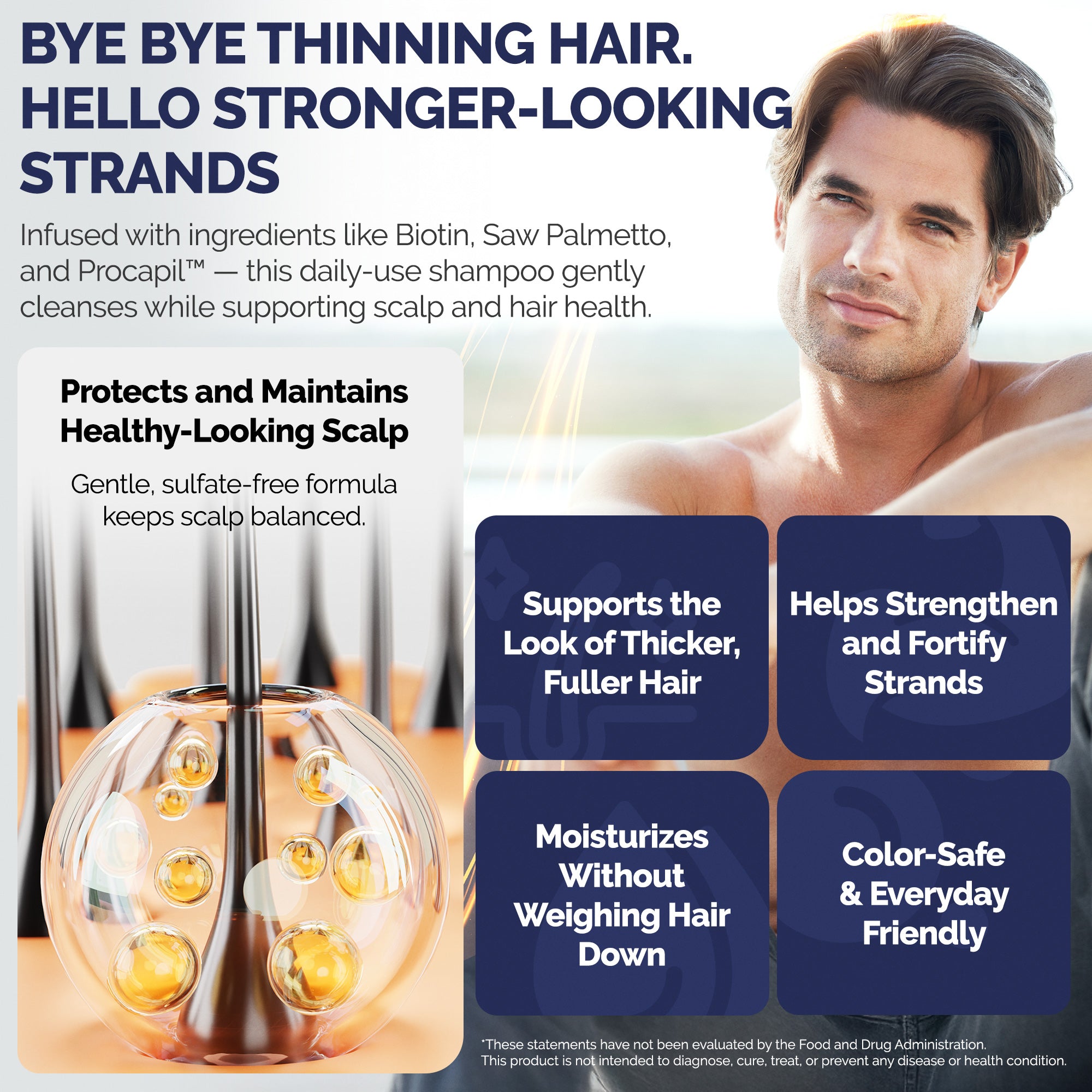 DHT Blocker & Peptide Shampoo Set - Anti Thinning Biotin Treatment with Caffeine & Saw Palmetto (16oz x 2)