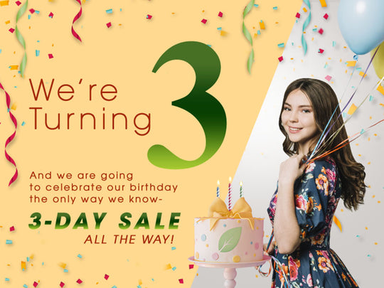 IT’S OUR 3RD BIRTHDAY!!! Enjoy special 3-day sale