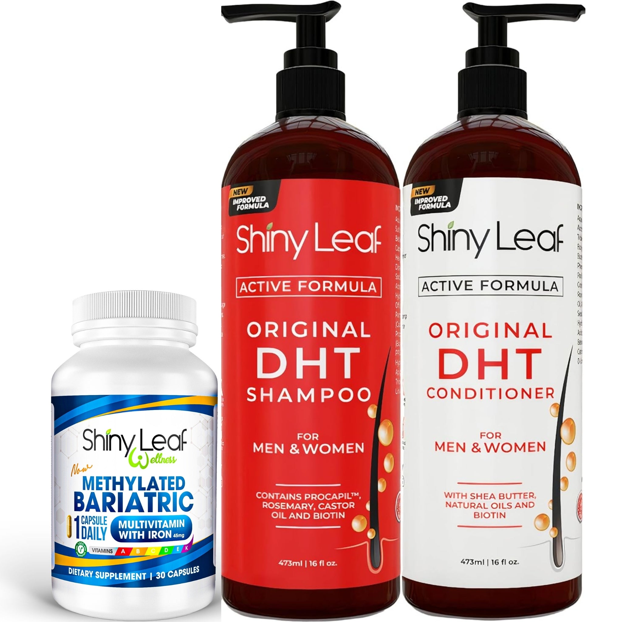 Bariatric Multivitamin with Iron With DHT Original Shampoo and Conditioner Hair Care Bundle