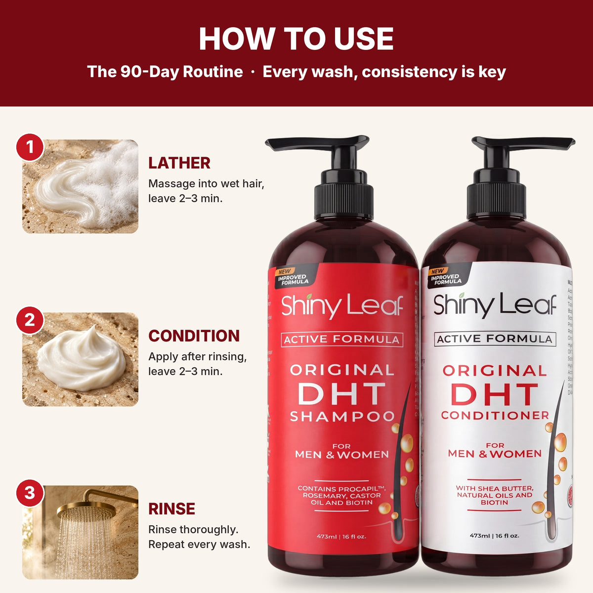 DHT Blocker Shampoo and Conditioner Set with Biotin (2 x 16 oz)