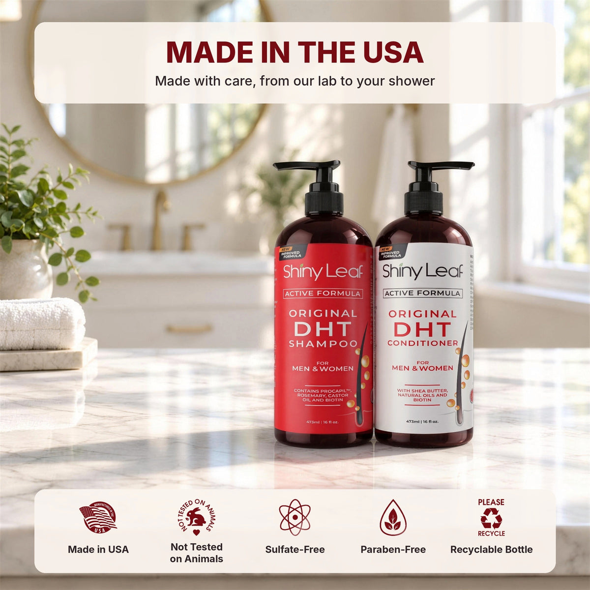 DHT Blocker Shampoo and Conditioner Set with Biotin (2 x 16 oz)